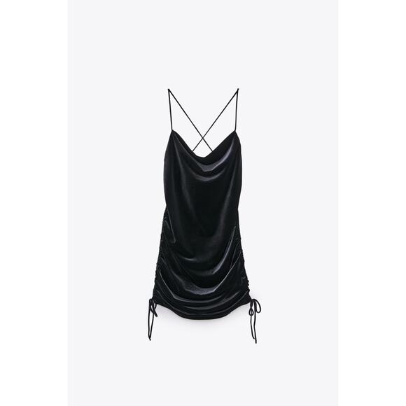 Zara Velvet Draped Mini Dress - Picture 1 of 11